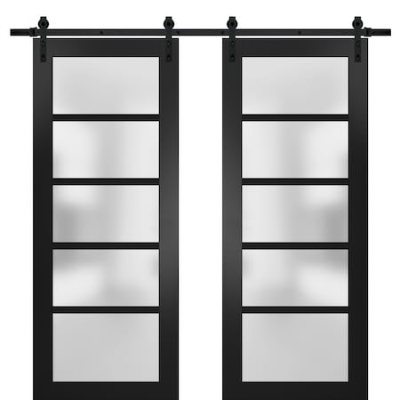 Sartodoors Double Barn Interior Door, 64" x 80", Black QUADRO4002DB-BLK-64